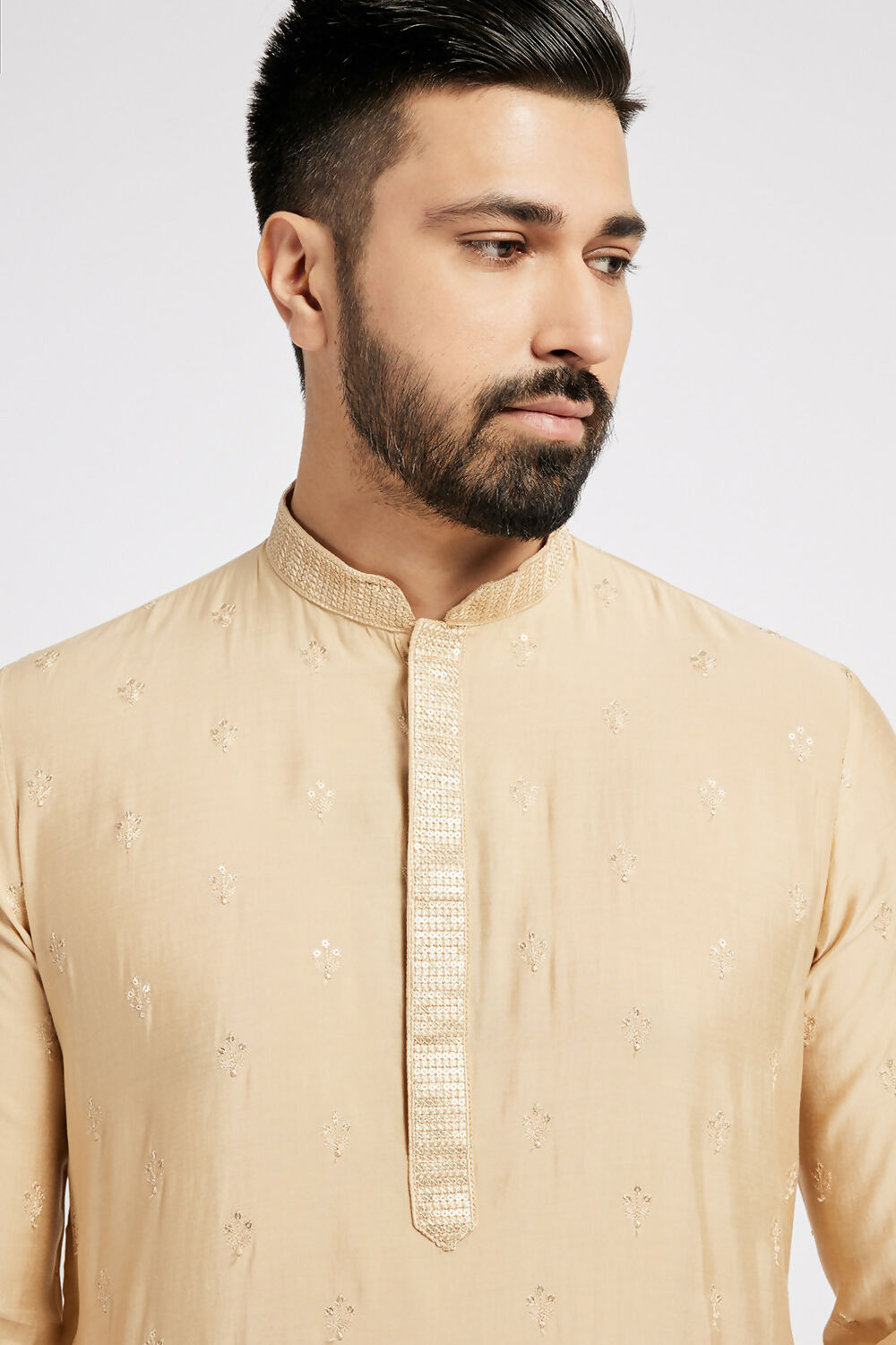 Ethnic India Beige Men's Kurta Ethnic Motifs | Grocsy