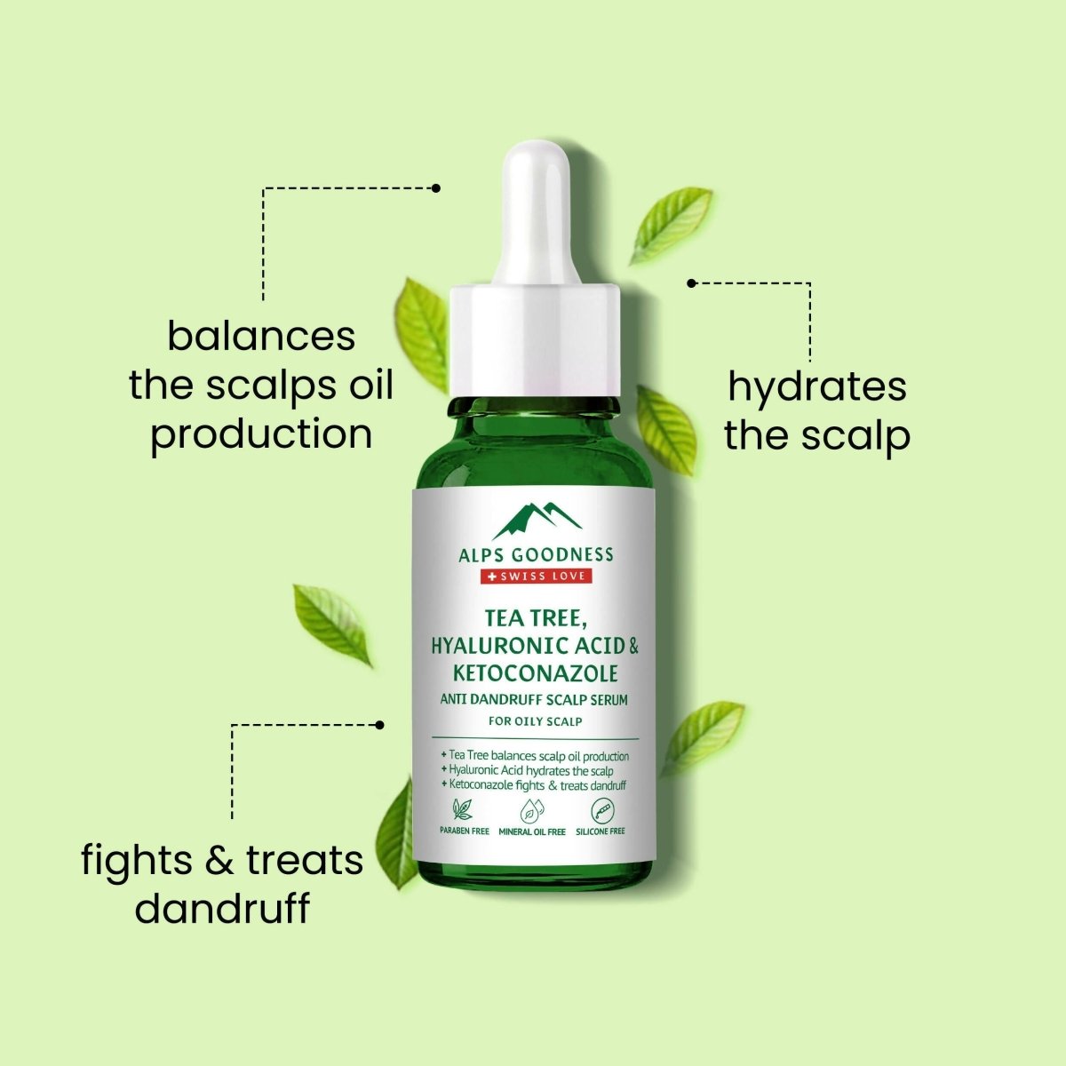 Alps Goodness Tea Tree, Hyaluronic Acid & Ketoconazole Anti Dandruff Scalp Serum | Grocsy