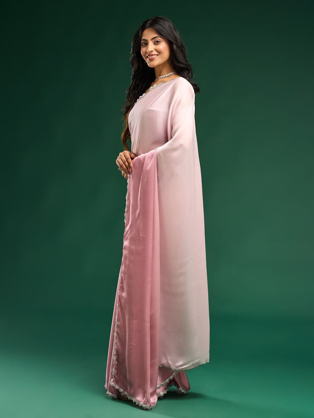 kasee Ombre Satin Saree | Grocsy