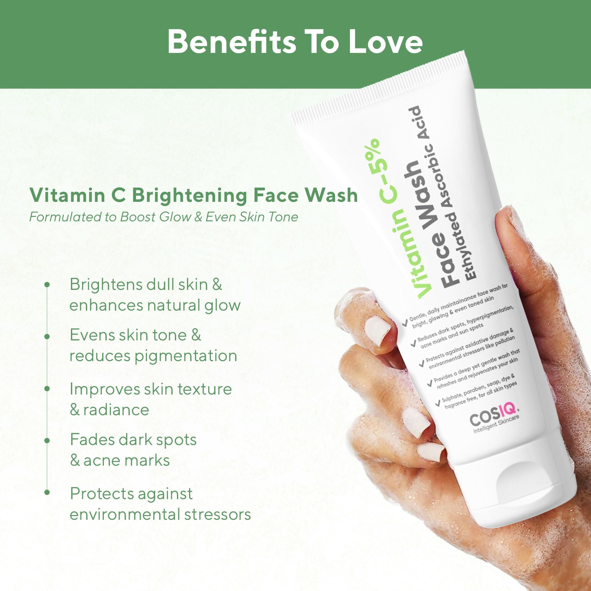 Cos-IQ Vitamin C-5% Brightening and Glow Face Wash | Grocsy
