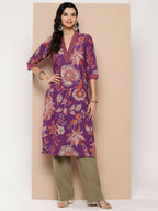 Ahalyaa Women's Traditional wear Kurta - Purple | Grocsy
