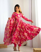 Teeya Creation Multi Color Pure Soft Organza Silk Digital print Party Wear Gown | Grocsy