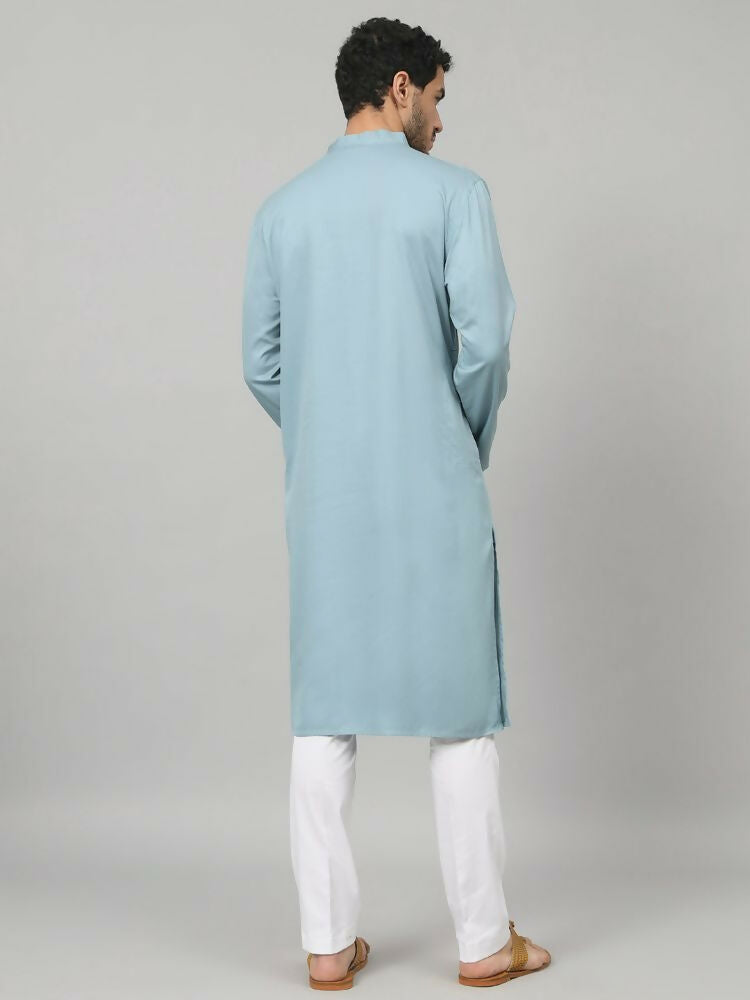 Cotton Kurta With Single Motif Embroidery by Hilo Design | Grocsy