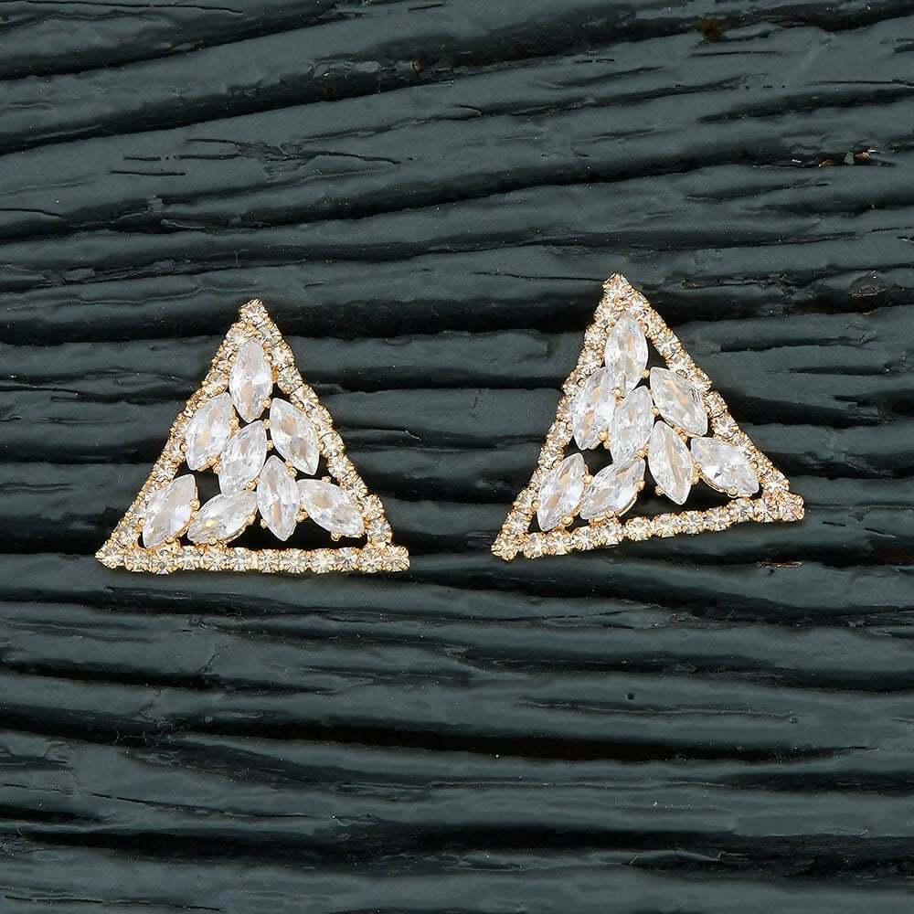 Joban Fashion Women Brass Golden White Ad Earrings | Grocsy