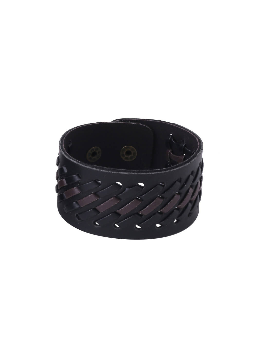 NVR Men's Black Leather Bracelet | Grocsy