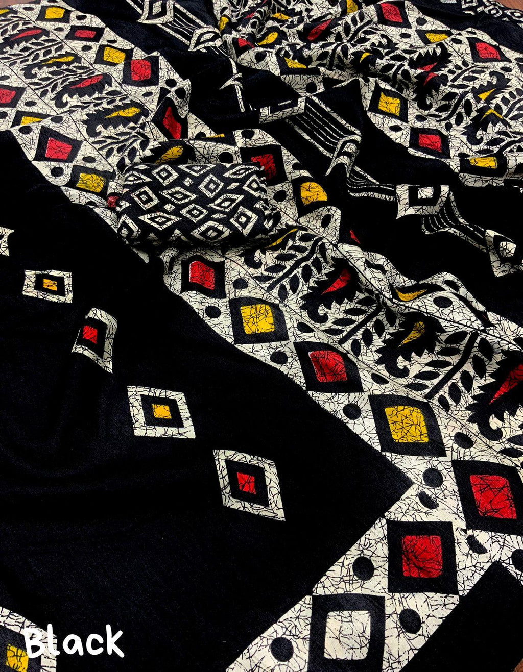 Black Silk Blend Ethnic Motifs Saree with Unstitched Blouse - A2M | Grocsy