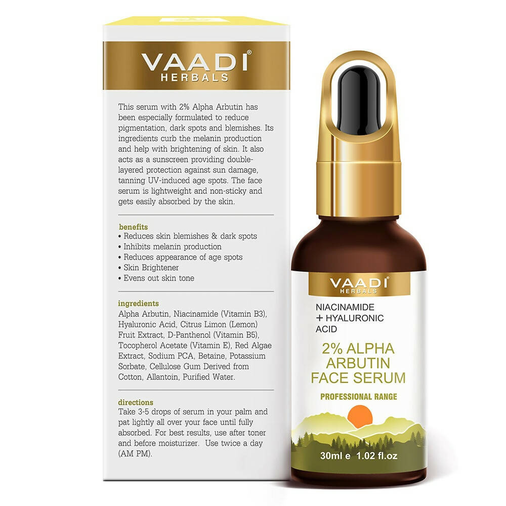 Vaadi Herbals 2% Alpha Arbutin Face Serum With Niacinamide & Hyaluronic Acid | Grocsy