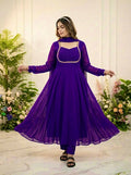 Teeya Creation Womens New Fancy Silk Heavy Quality Fabric With Handwork Purple Gown Set | Grocsy