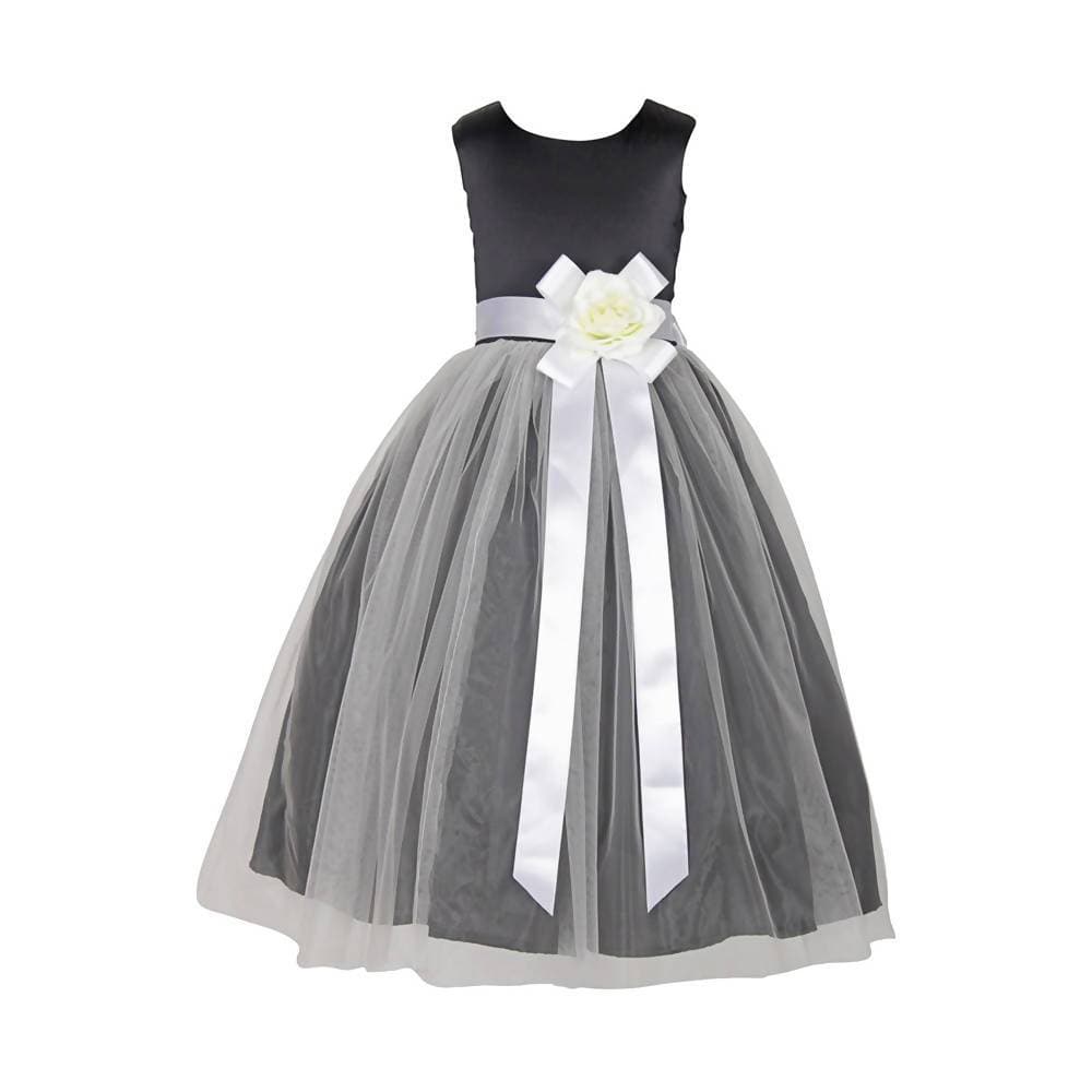 Asmaani Baby Girl's Black and White Color Full Length Frock (AS-DRESS-22006) | Grocsy