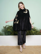 Joban Fashion Black Hand Embellished Cape Style Kurta with Bellbottom Pants | Grocsy