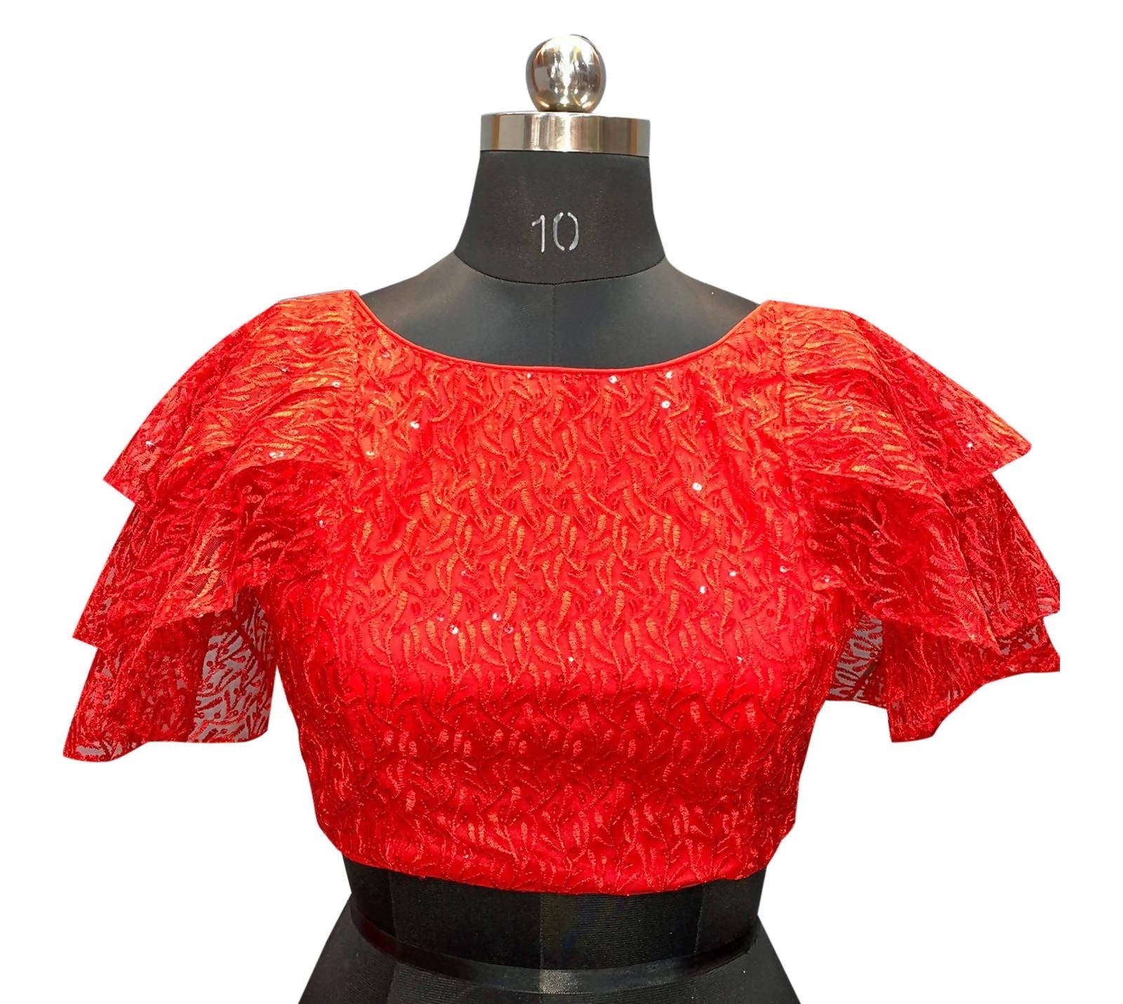 Vamika Red Net Shifly Work Blouse | Grocsy