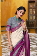 PR Fashion Owt Poly Cotton Printed With Zari Weaving Work Saree | Grocsy