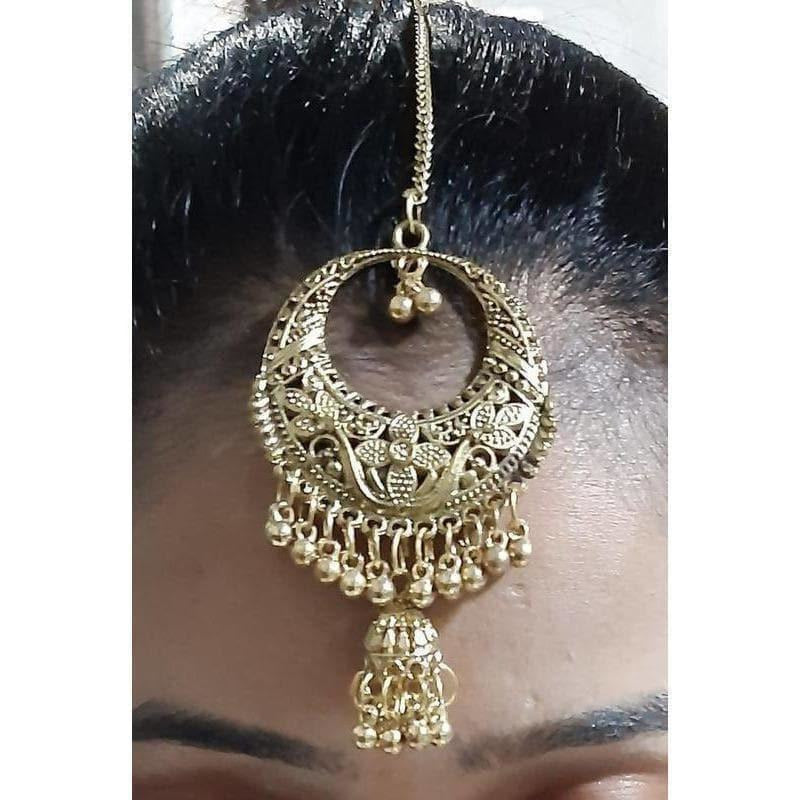 MS Fashion India Traditional Ethnic Wear Maang Tikka With Hanging Jhumka | Grocsy