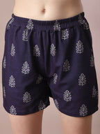 Myshka Women's Blue Printed Round Neck Party Top With Shorts Co-ord set | Grocsy