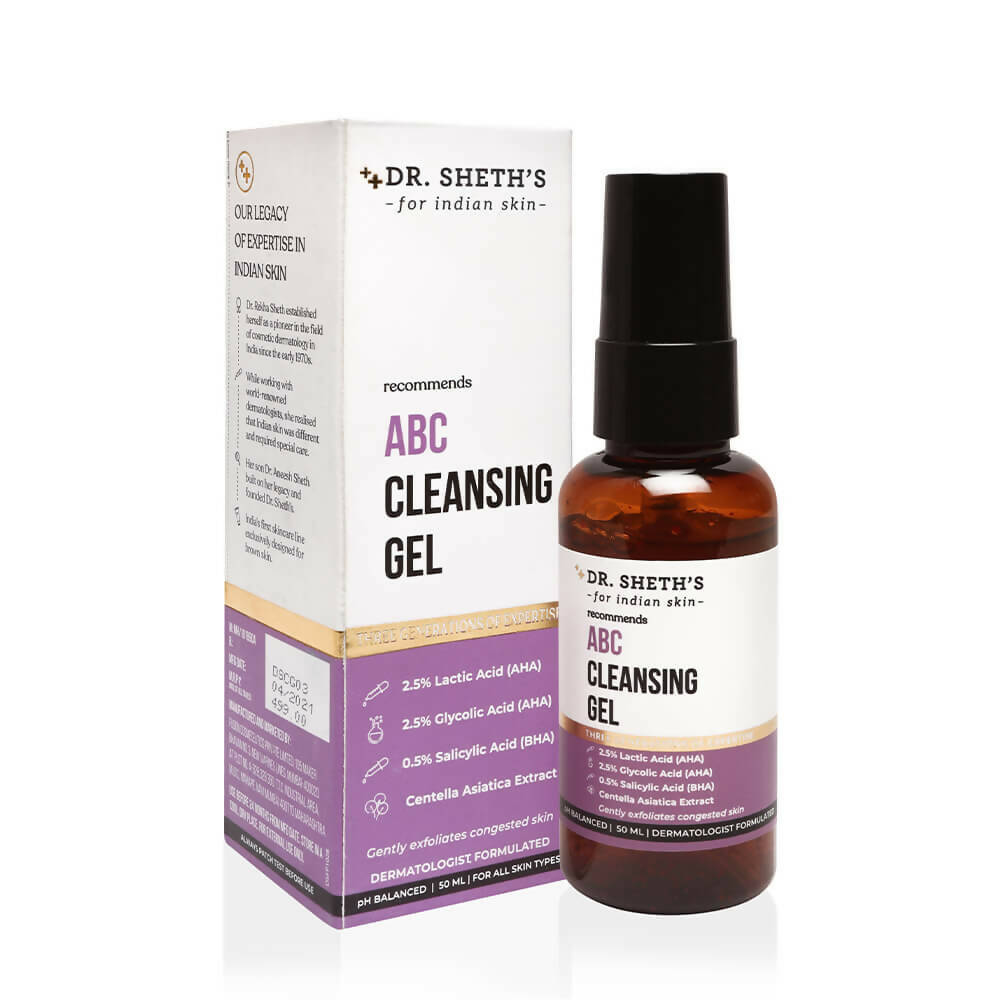 Dr. Sheth's ABC Cleansing Gel With AHA & BHA For Clean Pores & Radiant Skin, For All Skin Types | Grocsy
