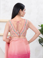 Joban Fashion Pastel-Pink Shift Sleeveless Back Open Blouse | Grocsy