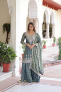 Joban Fashion Grey Readymade Kurta Set With Sequence embroidery Work | Grocsy