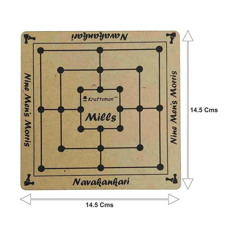 Kraftsman Nine Men's Morris | Navakankari | Daadi | Mills Travel Board Game | Grocsy