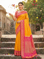 Shree Shyam Fashion Yellow Soft Silk Saree | Grocsy