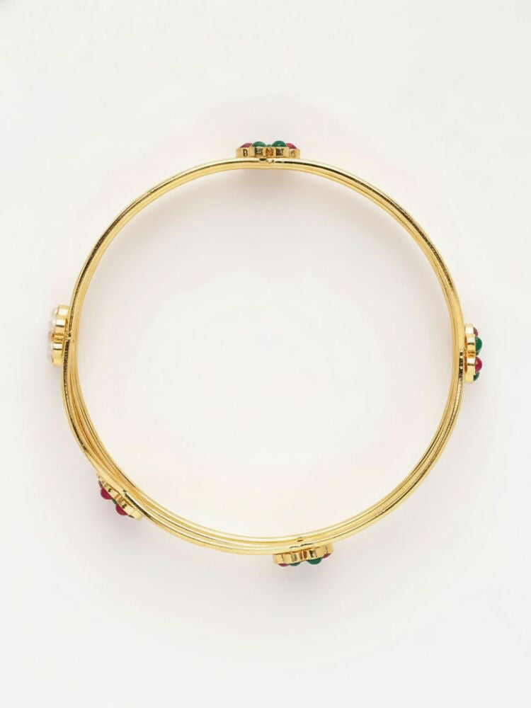 NVR Women Set of 2 Gold Plated Artificial Stone Bangle | Grocsy