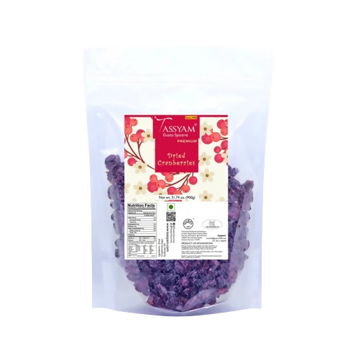 Tassyam Organics Premium Imported Dried Cranberries - Pouch | Grocsy