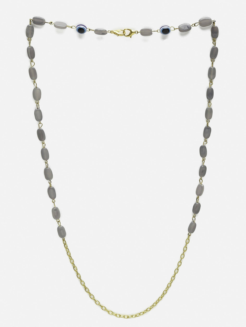 Grey Gold-Toned Alloy Gold-Polished Mask Chain - Ruby Raang | Grocsy