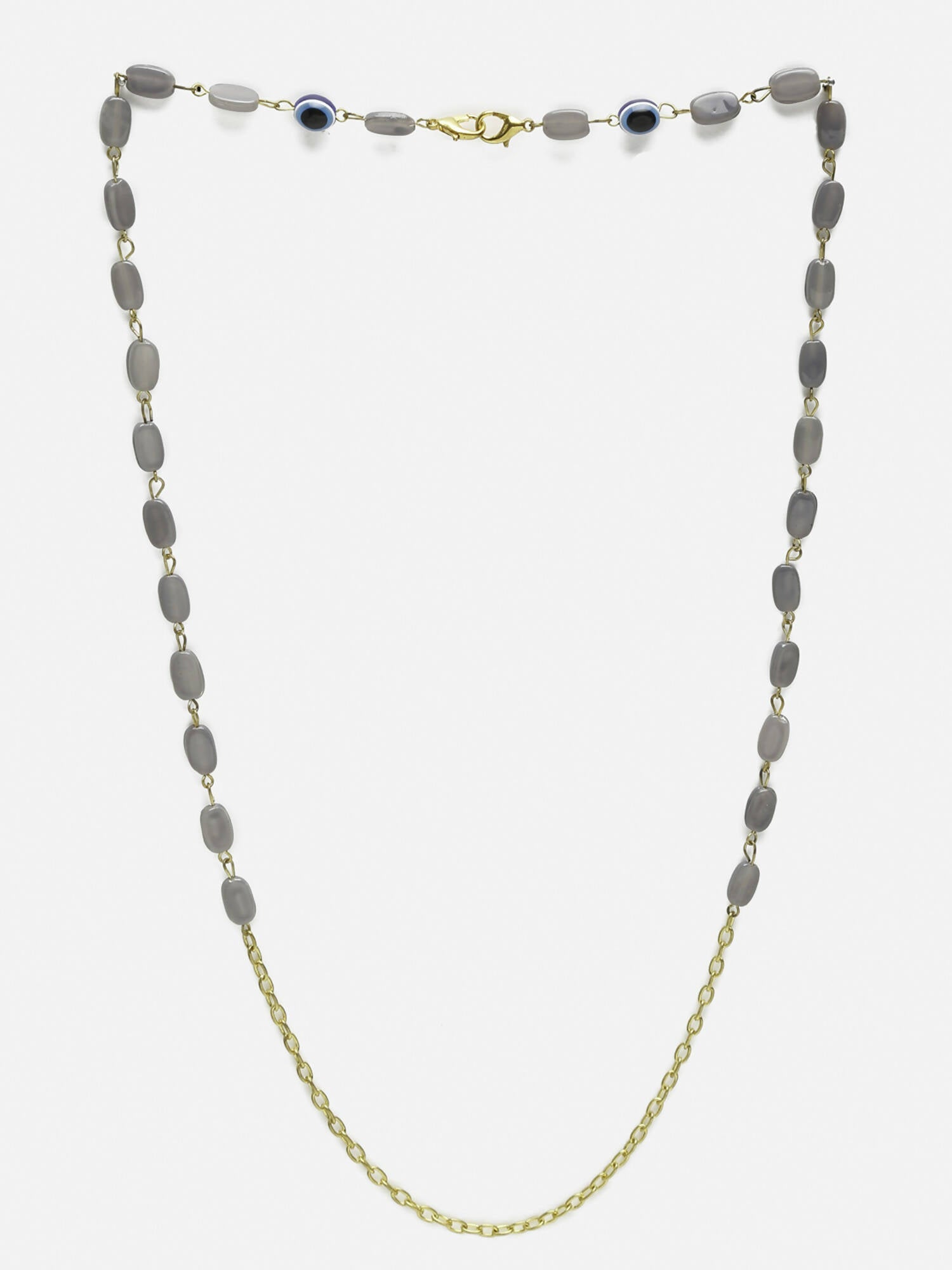 Grey Gold-Toned Alloy Gold-Polished Mask Chain - Ruby Raang | Grocsy
