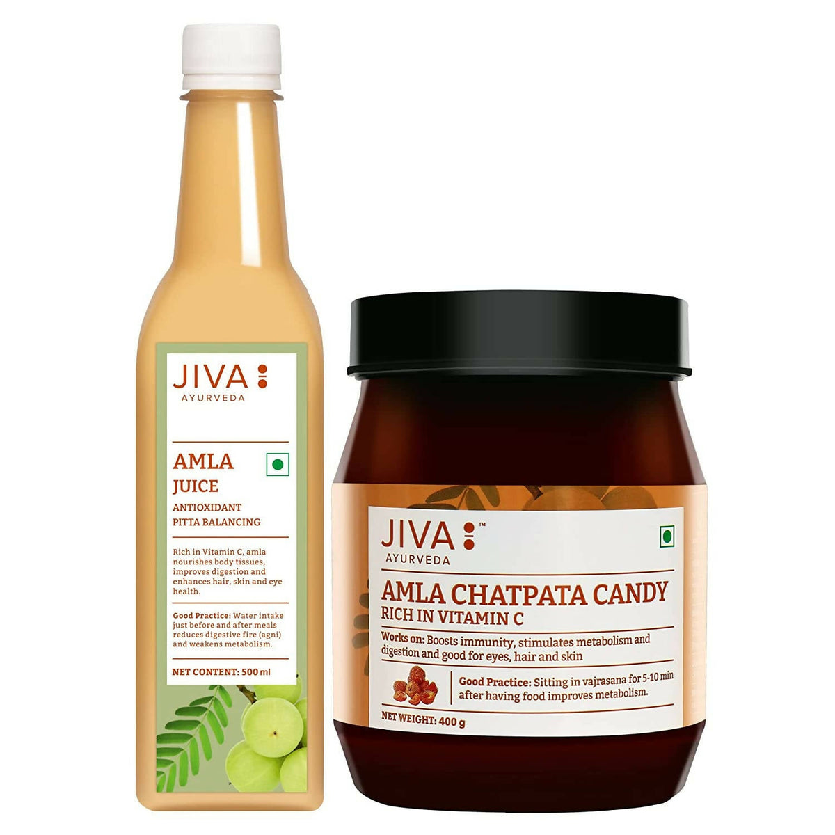 Jiva Ayurveda Amla Combo - Amla Juice & Amla Chatpata Candy | Grocsy