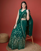 Green Georgette Sequence Embroidered Lehenga Choli with Dupatta - Tanya | Grocsy