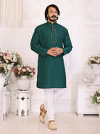 Anaita Green Silk Straight Kurta With Neck Mirror Work | Grocsy