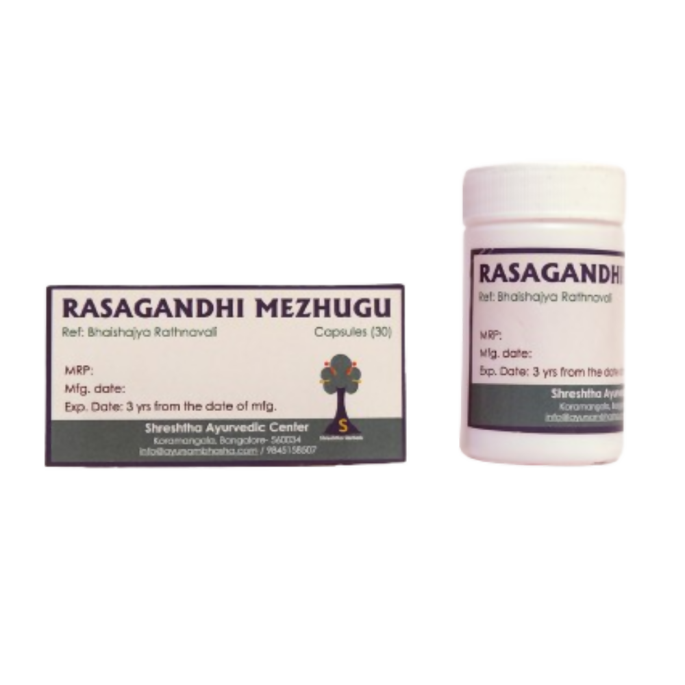 Shreshtha Herbals Rasagandhi Mezhugu Capsules | Grocsy