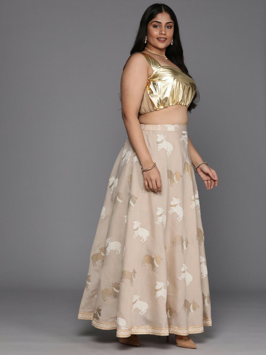 Ahalyaa Women's Traditional Wear Co-ords - Tan | Grocsy