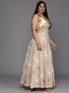 Ahalyaa Women's Traditional Wear Co-ords - Tan | Grocsy