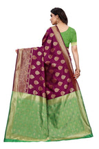 Vamika Banarasi Jacquard Weaving Wine Saree (Dangal Wine) | Grocsy
