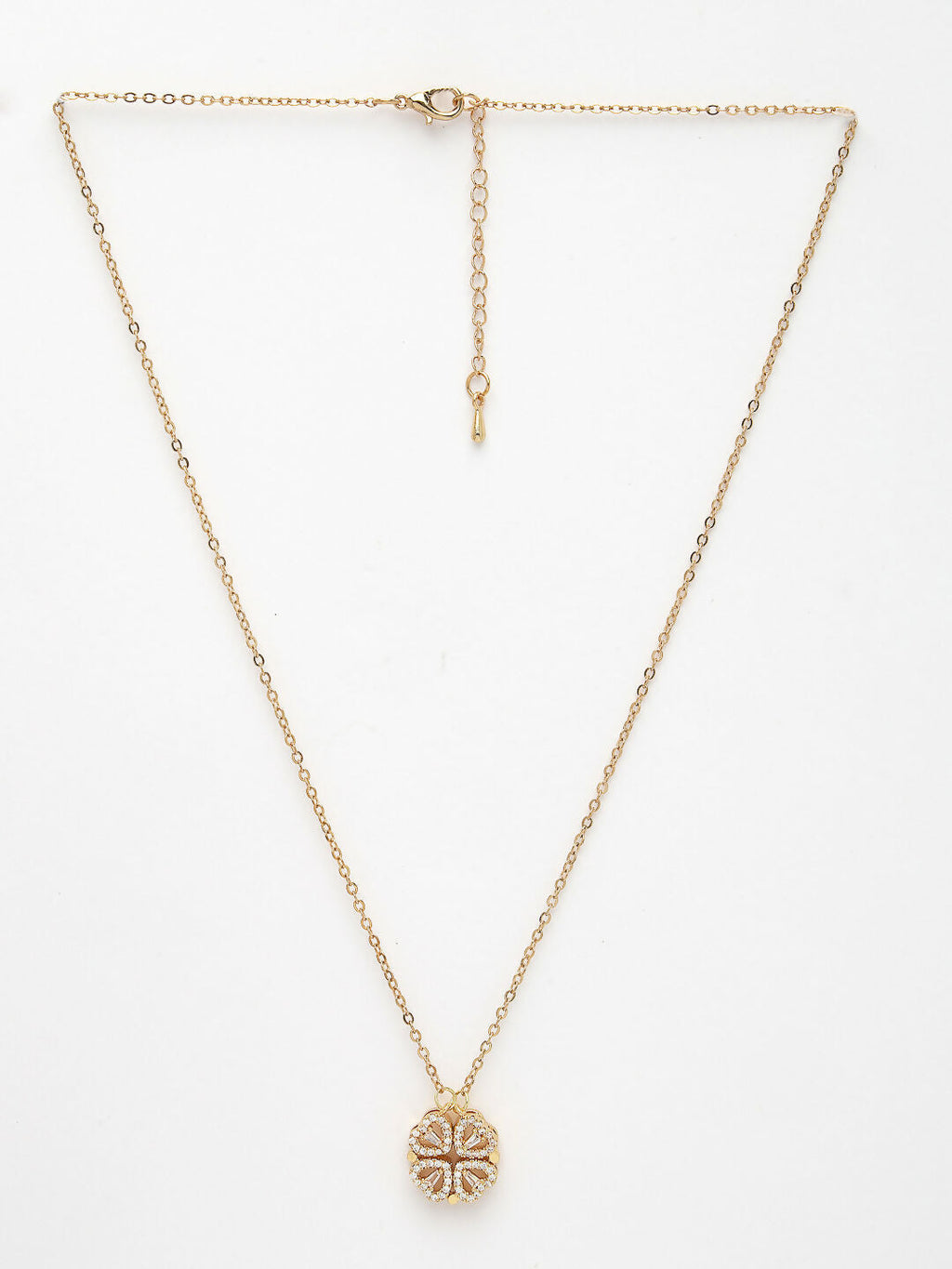 NVR Women's Rose Gold Heart Shape American Diamond Metal Chain | Grocsy