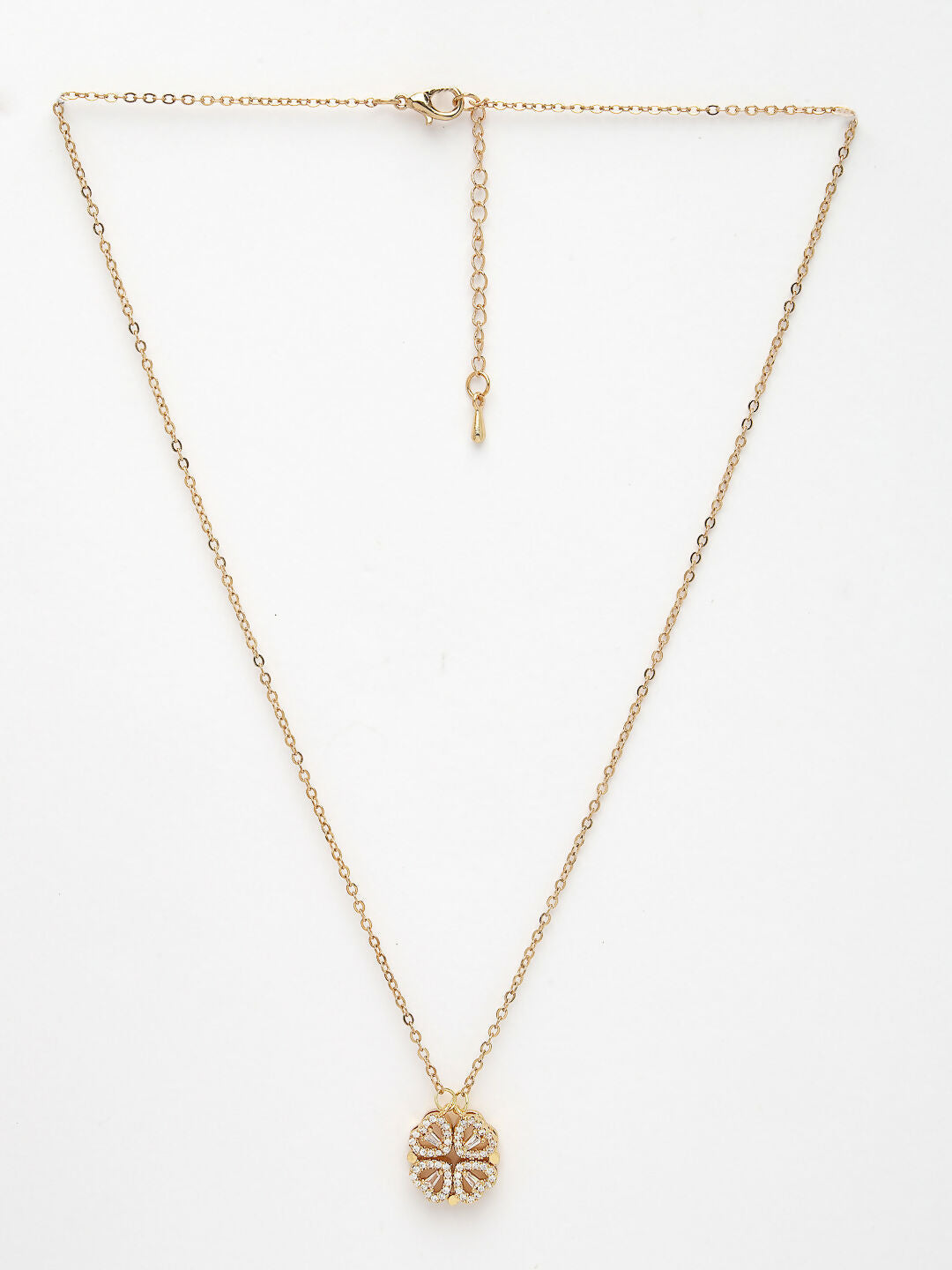 NVR Women's Rose Gold Heart Shape American Diamond Metal Chain | Grocsy