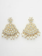 NVR Women's Gold-Polished Kundan-Studded Chandbali Earrings | Grocsy