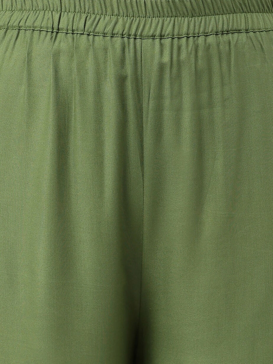 Joban Fashion Green Rayon and Embroidered Work Straight Kurta Bottom Set | Grocsy