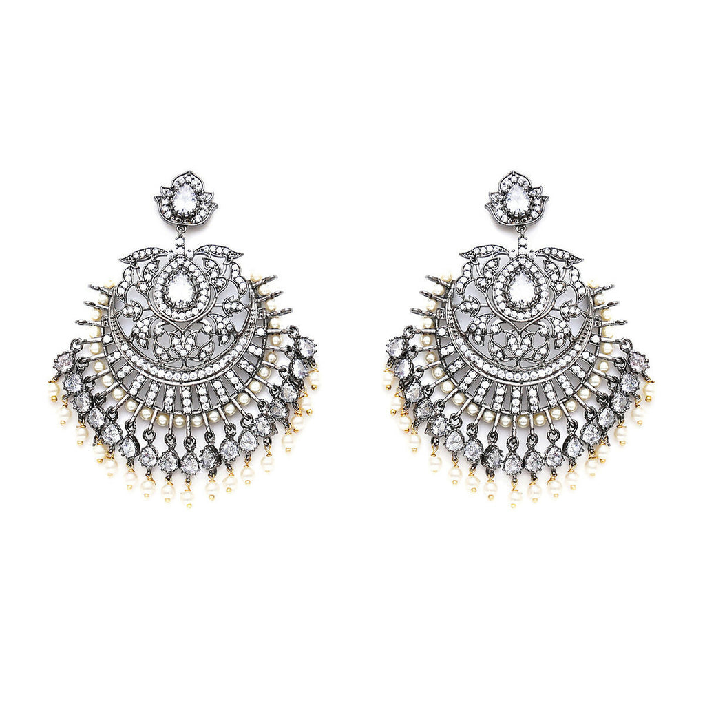 Pearl Silver Plated Earrings- Ruby Raang