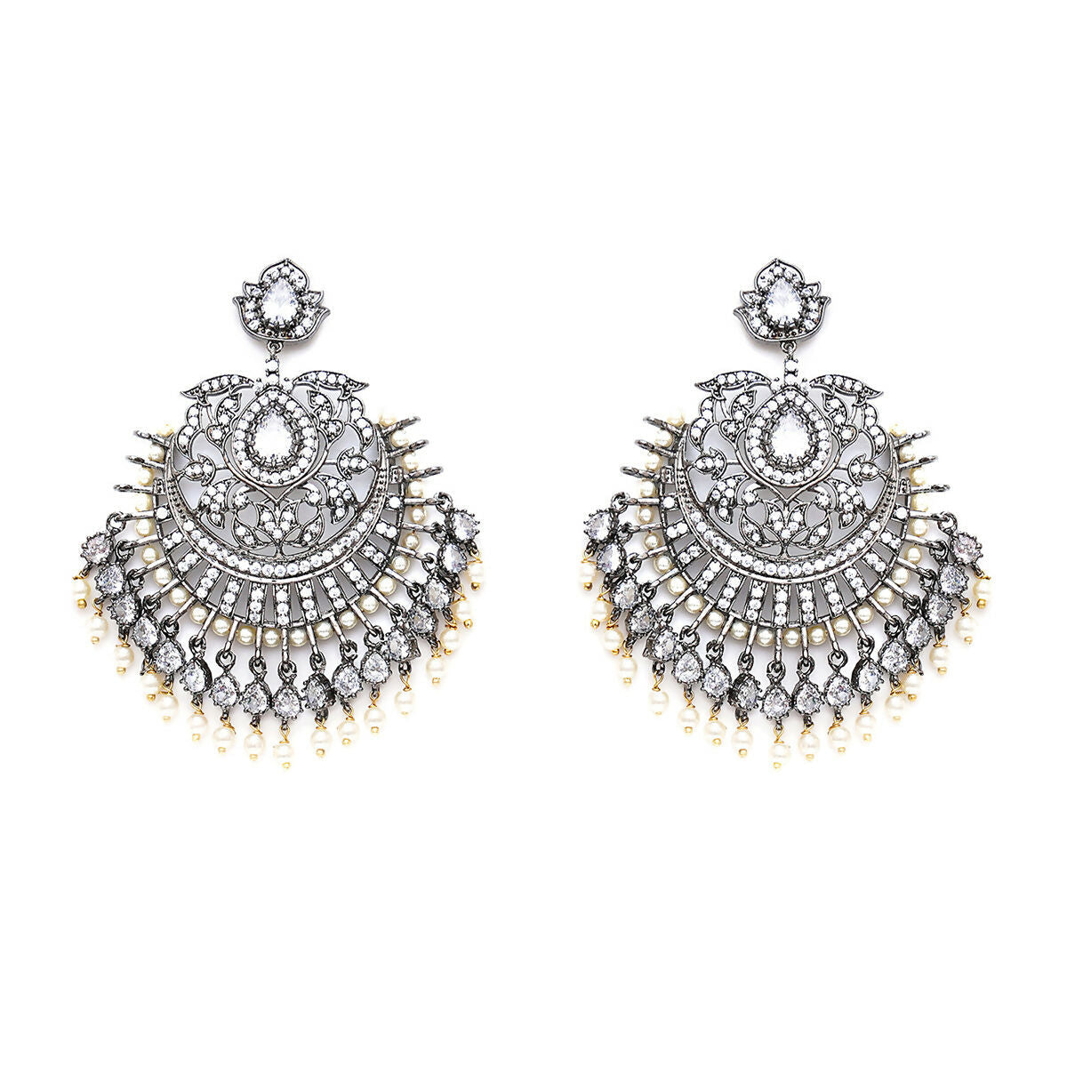 Pearl Silver Plated Earrings- Ruby Raang