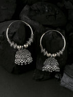 NVR Women Silver-Plated Contemporary Jhumkas Earrings | Grocsy