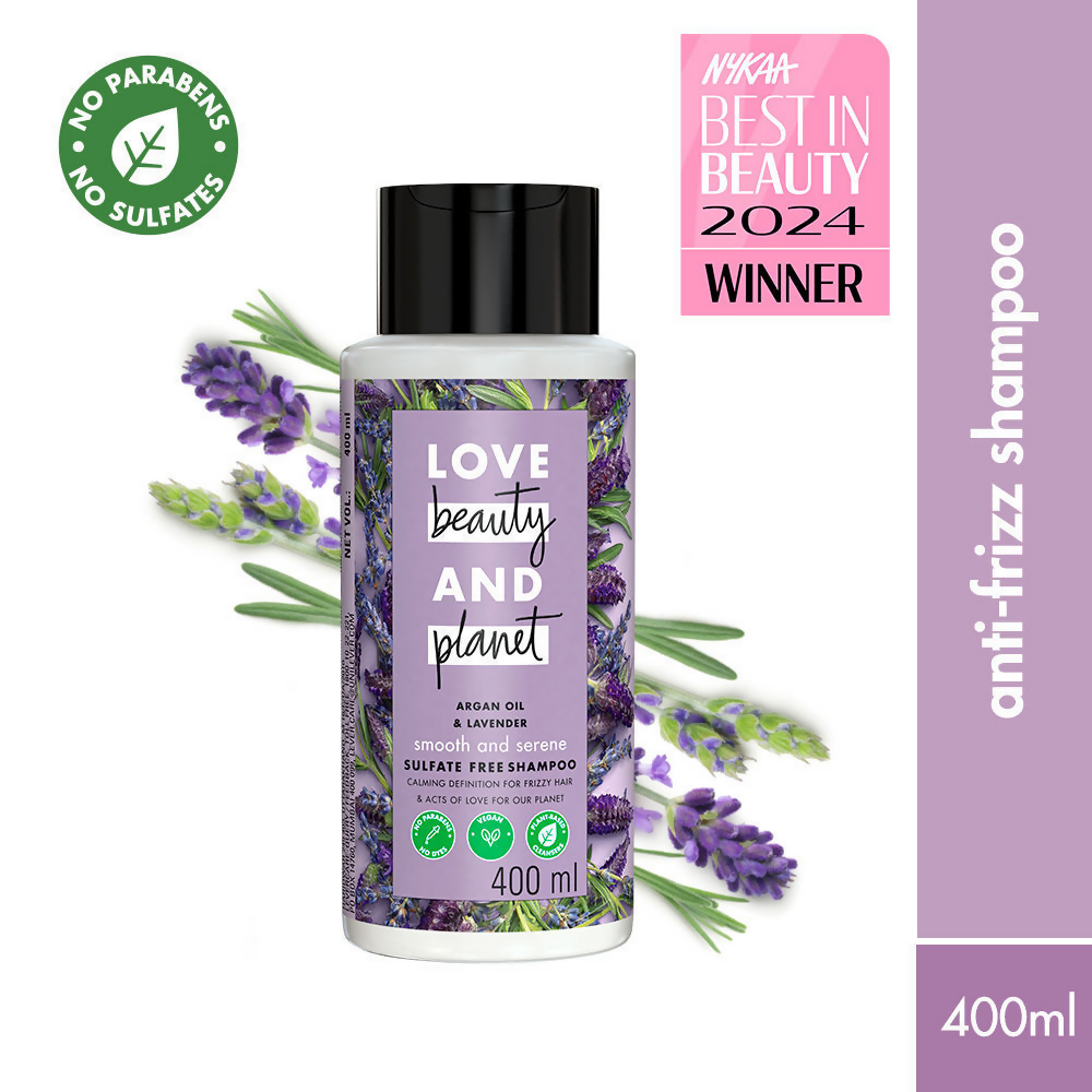 Love Beauty And Planet Argan Oil And Lavender Sulphate Free Shampoo For Dry & Frizzy Hair | Grocsy