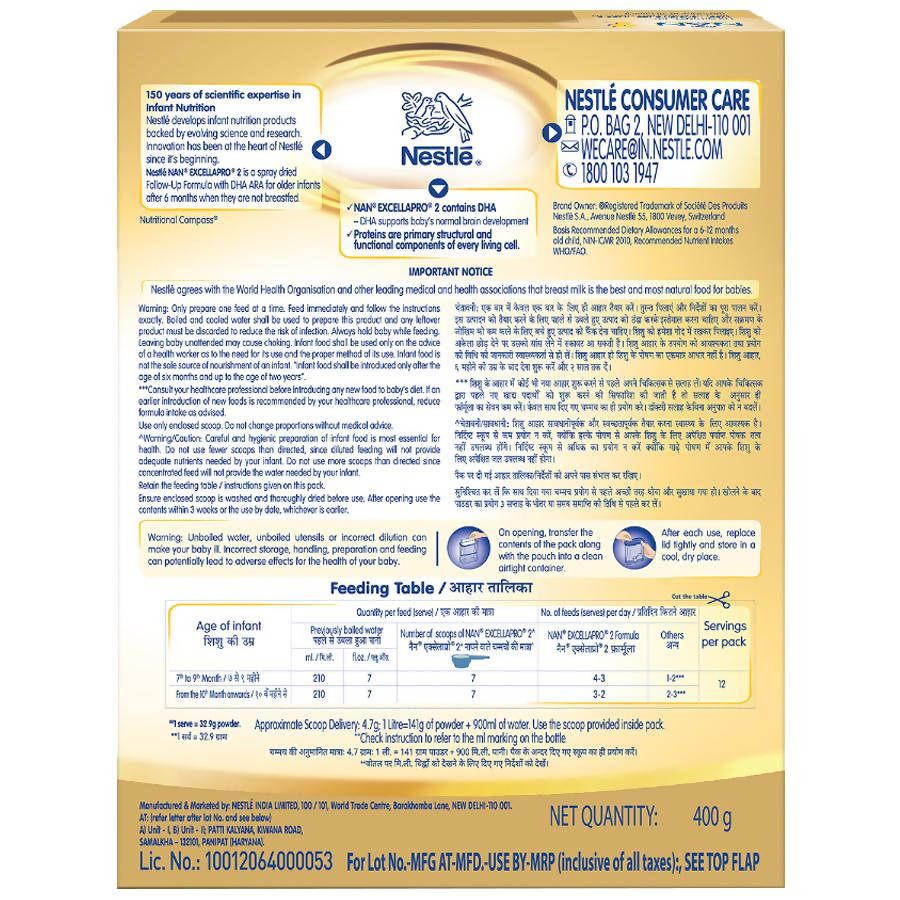 Nestle Nan Excellapro Follow-Up Formula Powder For Infants- Stage 2, After 6 Months | Grocsy
