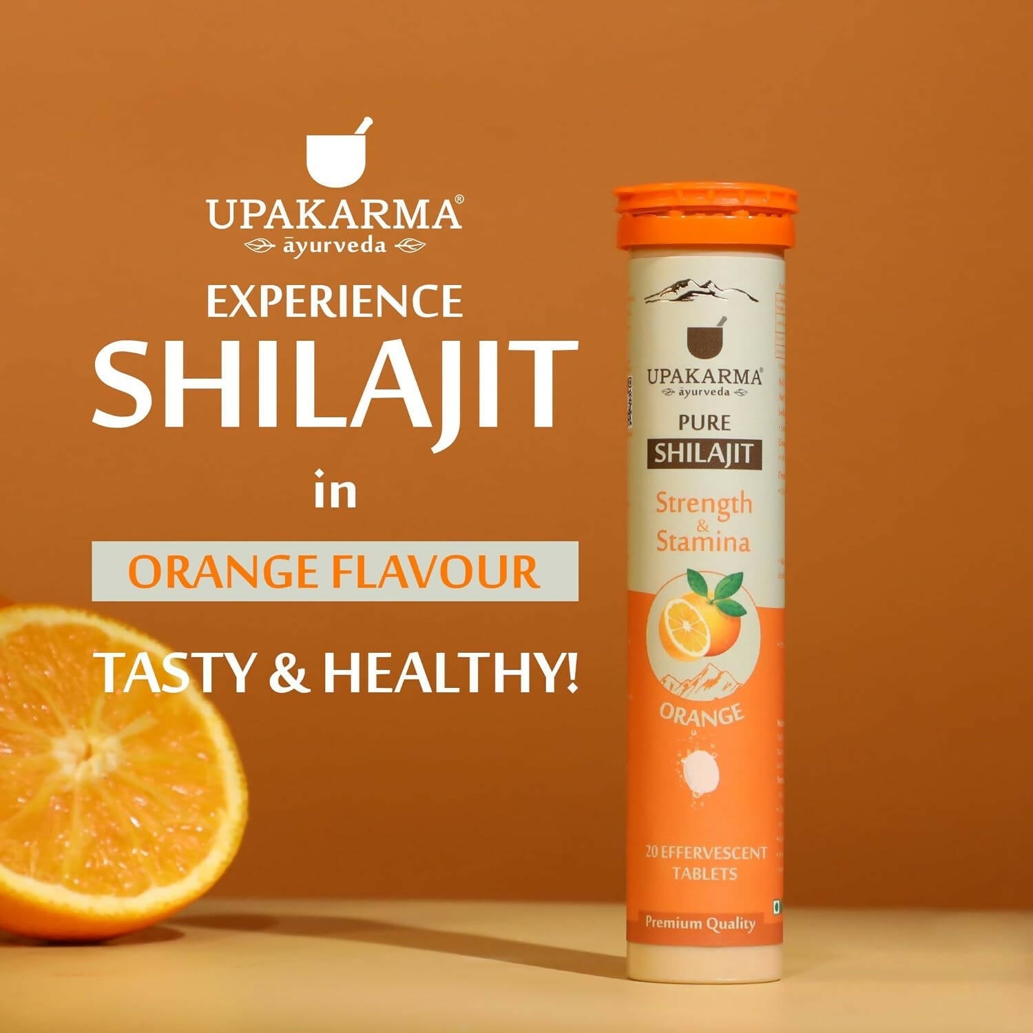 Upakarma Ayurveda Pure SJ Effervescent Tablets in 2 Unique Flavors (Pure SJ & Orange) Combo | Grocsy