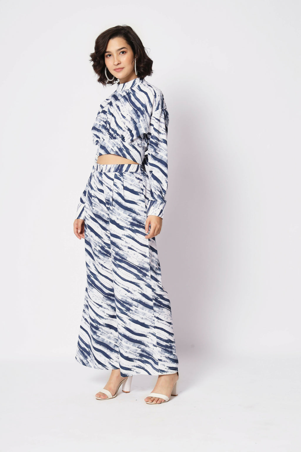 Blue Crepe Digital Printed Top With Matching Trouser - Shivani | Grocsy