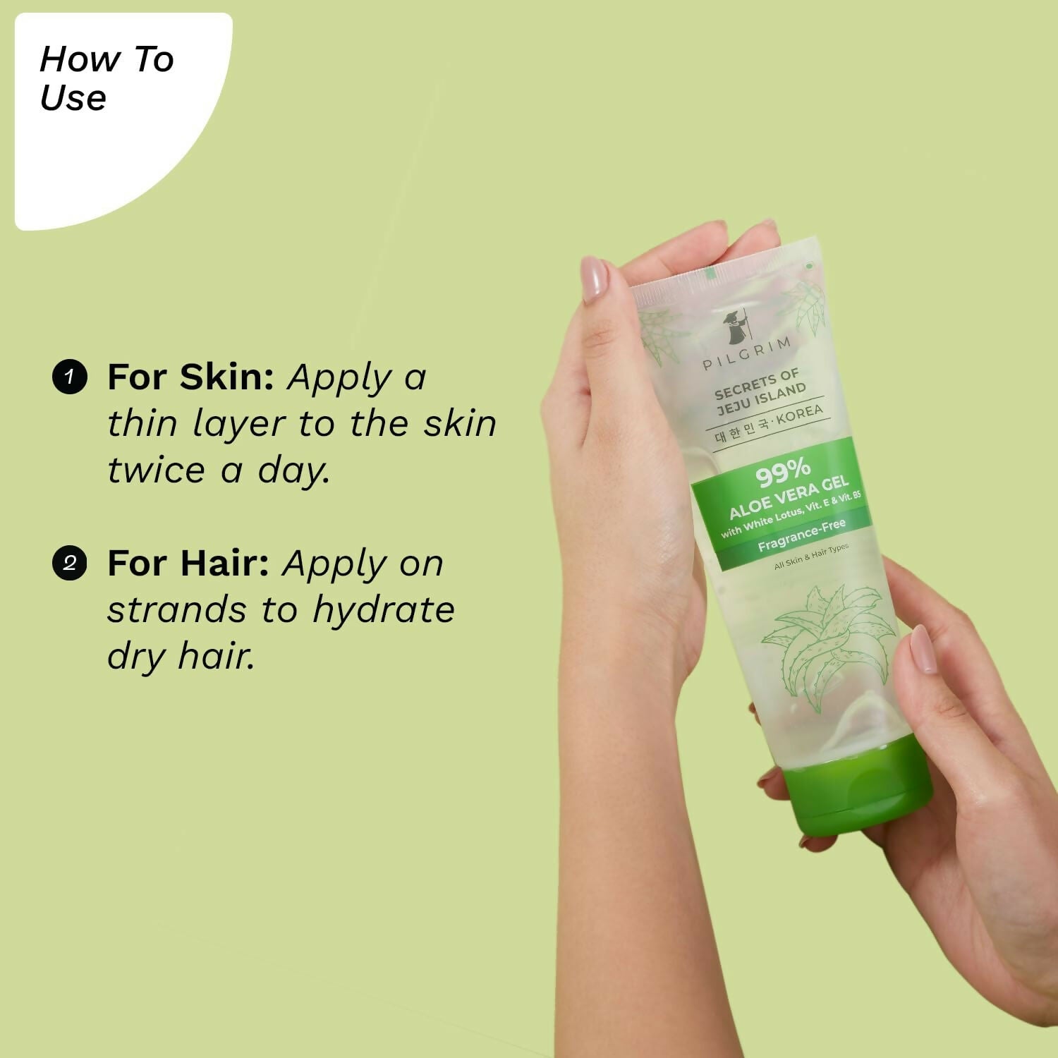 Pilgrim Korean 99% Pure Aloe Vera Gel with Vitamin E & Vitamin B5, Hydrates & Soothes Skin - Korean Skin Care | Grocsy