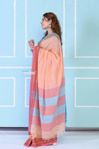 Very Much Indian Traditional Patteda Anchu Ilkal Handloom Saree - Peach Tone | Grocsy