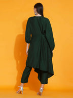 Women Republic Green Fusion Style Kurta With Hand Embellishment And Pants | Grocsy