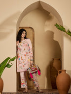 Joban Fashion Printed Pink Pure Cotton Cord Set | Grocsy