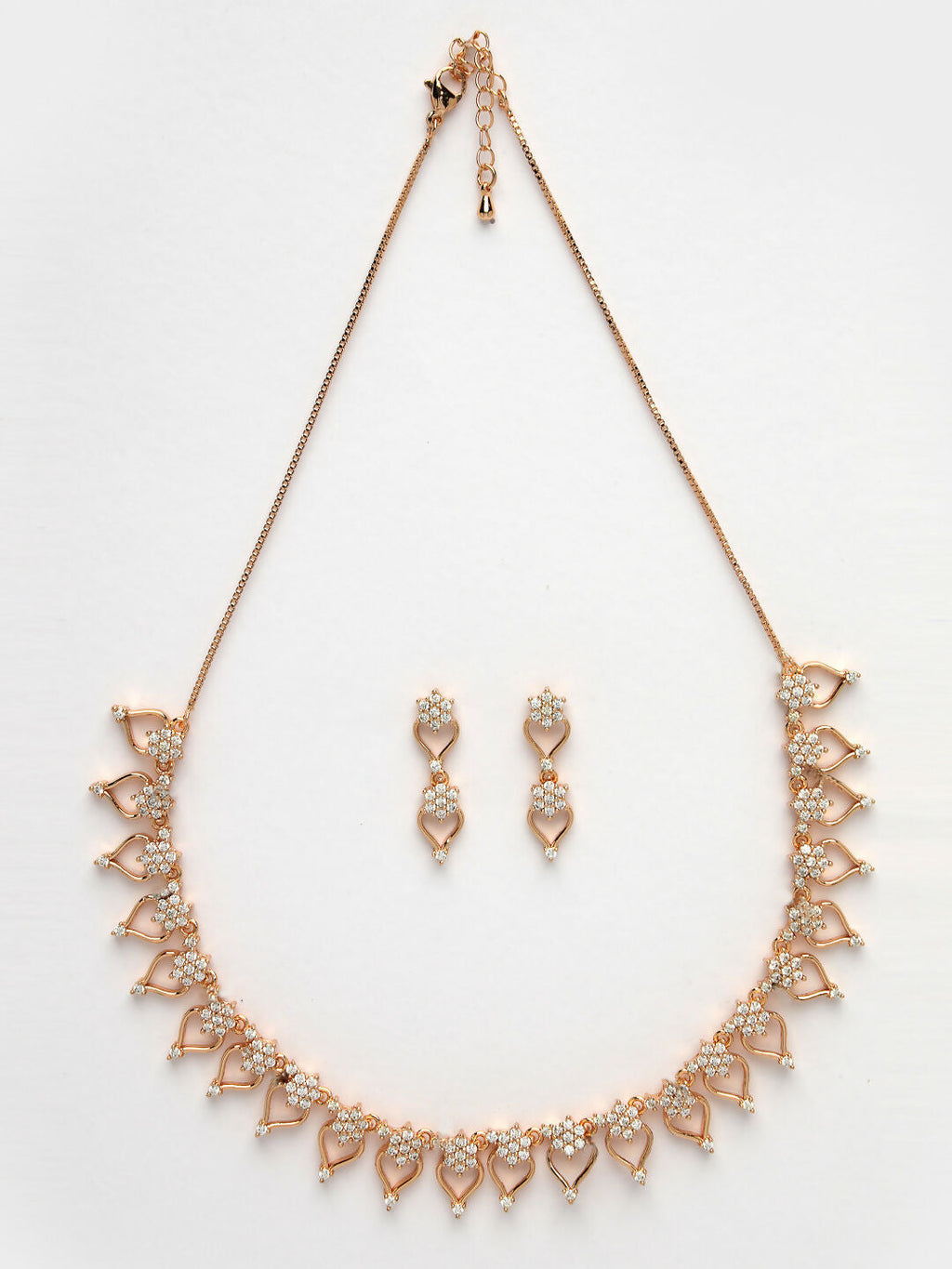 NVR Women's Gold-Polished American Diamond-Studded Handcrafted Jewellery Set | Grocsy
